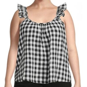 Terra & Sky Black and White Checkered Top Plus Size 2X